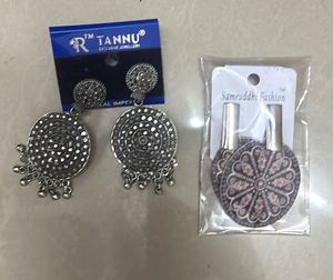 2 Oxidized Silver Jhumka Earrings