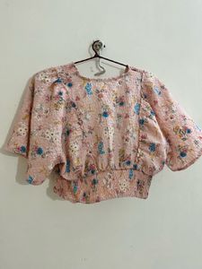 Zudio Floral Smocked Cropped Top