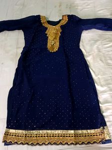 Nevy Blue Kurta With Lehenga And  Dupatta