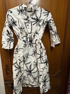 Chic White Palm Tree Print Dress🖤