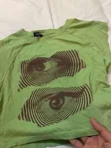 Graphic Y2K Eye Print Cropped Tee