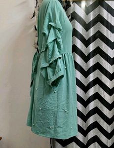 Pluss Green Olive Ruffled Sleeve Dress