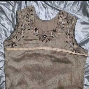 Elegant Embroidered Sleeveless satin Kurta