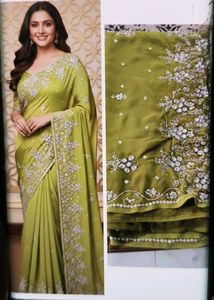 Beautiful Embroidered sequence work Silk Saree