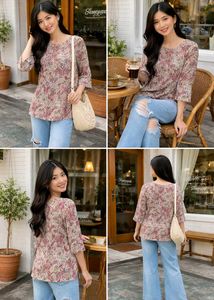 Bohemian Print V-Neck Tunic Top