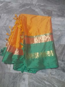 Elegant Orange and Green Saree