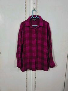 Roadster Chic Pink & Maroon Plaid Shirt