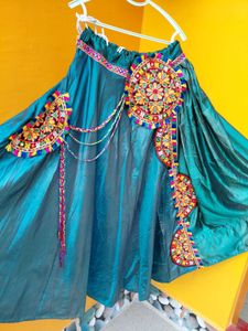 Embroidered Teal Ethnic Skirt