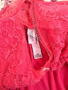 Vibrant Pink Lace Trim Babydoll Nightie
