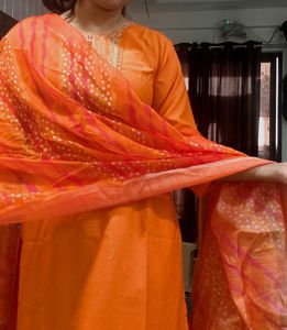 Elegant Orange Kurta Set with Dupatta