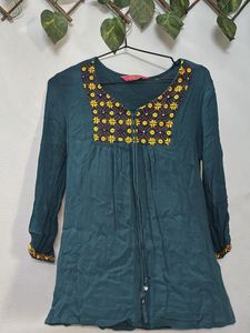 Embroidered Teal Kurta