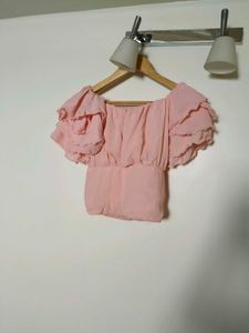 Chic Pink Ruffle Sleeve Top