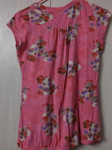 Pink Floral V-Neck Top