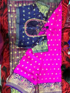 Pink & Blue Saree
