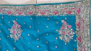 Blue Net Saree