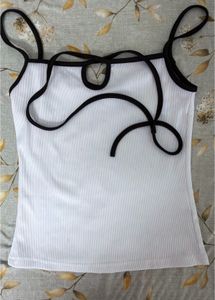 Ribbed White Camisole Top