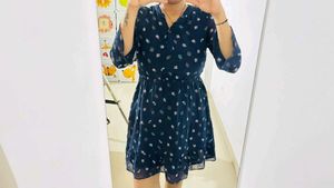 fit and flare blue dress