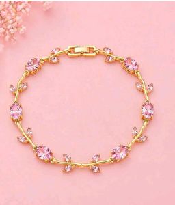 Elegant Floral Bracelet with Pink Stones