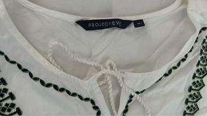 Boho White Embroidered Dress - M