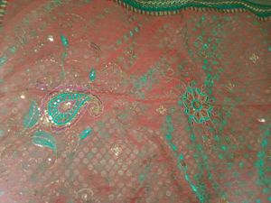 Red Embroidered Saree ( No blause )