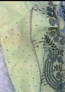 Y2K embellished georgette pista green suit💖✨