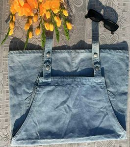 Light Wash Denim Pinafore Dress