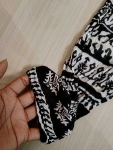 Boho Black &amp; White Print Maxi Dress