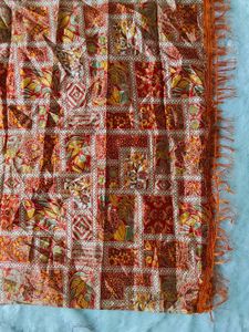 Vibrant Orange Dupatta with Tassels