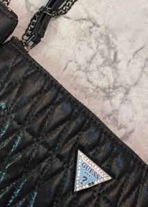 Guess Black Quilted Clutch with Chain