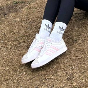 Adidas White &amp; Pink Striped Sneakers