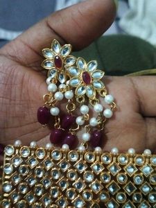 Beautiful mehroon colour necklace set