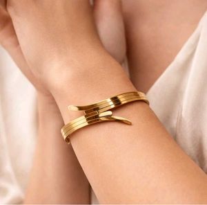 Anti Tarnish Gold Tone Cuff Bracelet