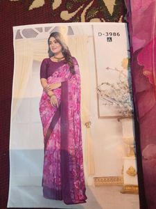 Beautiful Pink Fancy and  Floral Saree