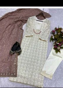 Designer Embroidered Kurta Set with Dupatta