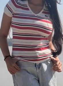 y2k polo fitted Striped top