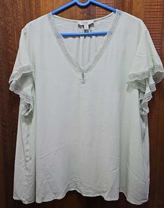 Marks &amp; Spencer Mint Green Lace detail Top