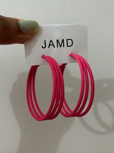 Hot Pink Triple Big Hoop Earrings