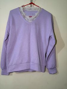 Lavender Lace Trim Pullover