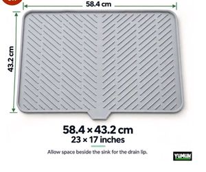 Grey Silicone Dish Drying Mat