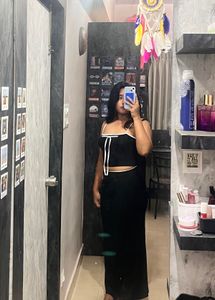 Chic Black Tube Top &amp; Skirt Set
