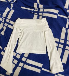 Off-Shoulder White Long Sleeve Top