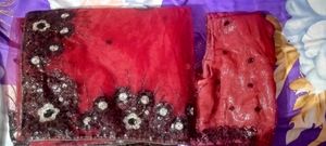 maroon net saree