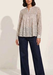 Women's Boho Floral Printed Smocked Tunic Top