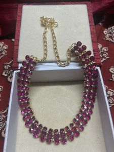 Elegant Magenta & Crystal Necklace