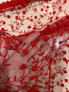 Stunning Red Lace Saree 😍