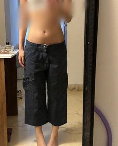 Women's Black Cargo Capris