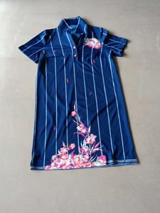 Vintage Navy Striped Floral Dress