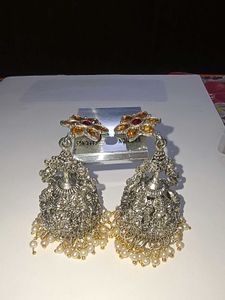Exquisite Oxidized Jhumka Earrings with Pearls