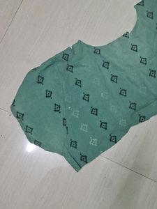 Green Printed Blouse Piece of 1