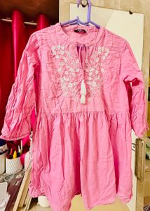 Beautiful Pink Embroidered Kurta Top